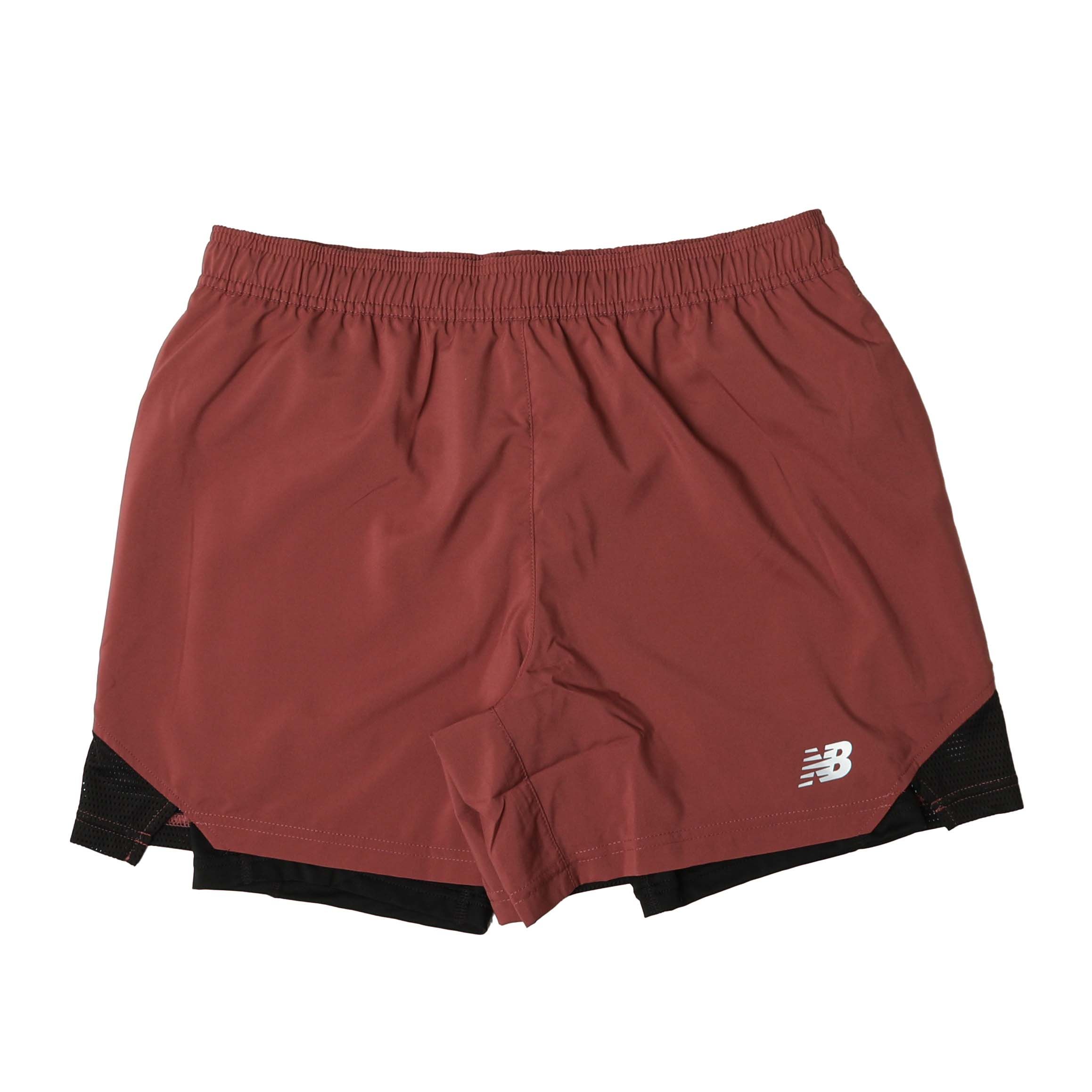 Men's New Balance Accelerate Pacer 5 Inch 2-in-1 Shorts in Burgundy