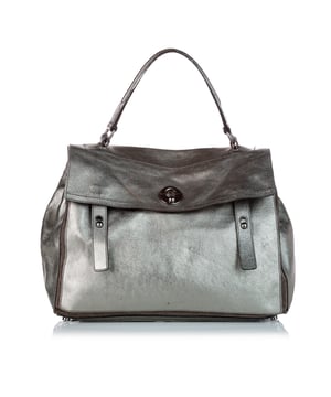 Yves Saint Laurent Muse Two Galet/grey Leather/canvas Satchel Small Bag