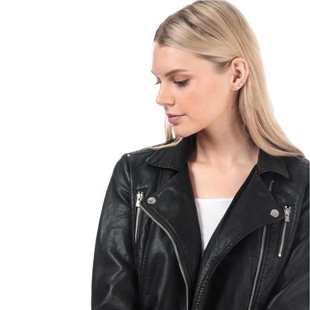 Women's Only Gemma Faux Leather Biker Jacket in Black