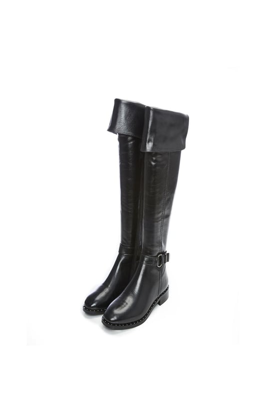 Tori' Black Leather Knee High Boots