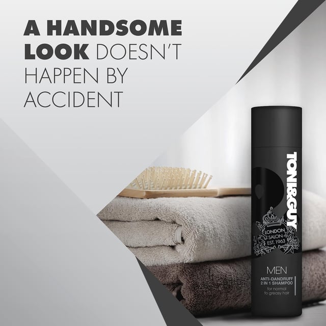Toni & Guy Anti-Dandruff 2 in 1 Shampoo For Men 250ml, 3 Pack