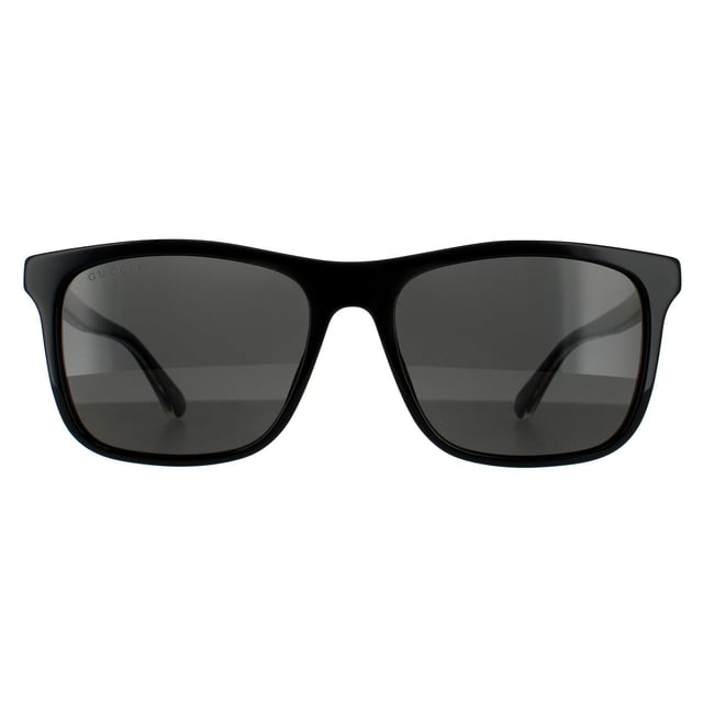 Gucci Rectangle Mens Black Grey Polarized Sunglasses