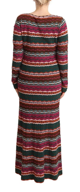Missoni Women's Multicolor Stripe Wool Knitted Maxi Sheath Dress