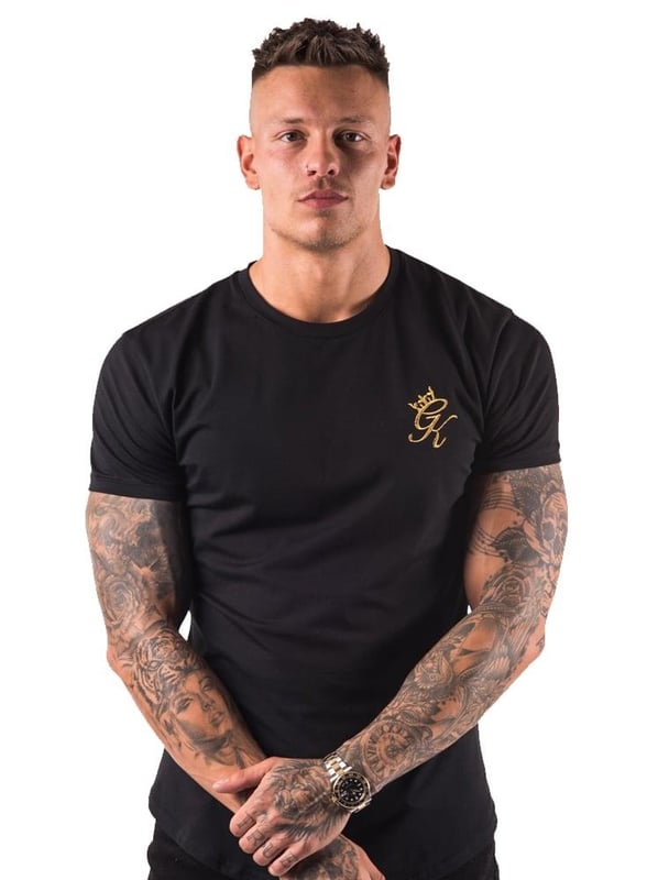 Gym King Logo Men Longline Muscle Fit T Shirt Black