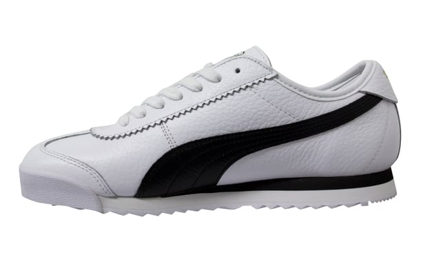 Puma Roma 68 Vintage White Black Leather Low Lace Up Mens Trainers 370051 02